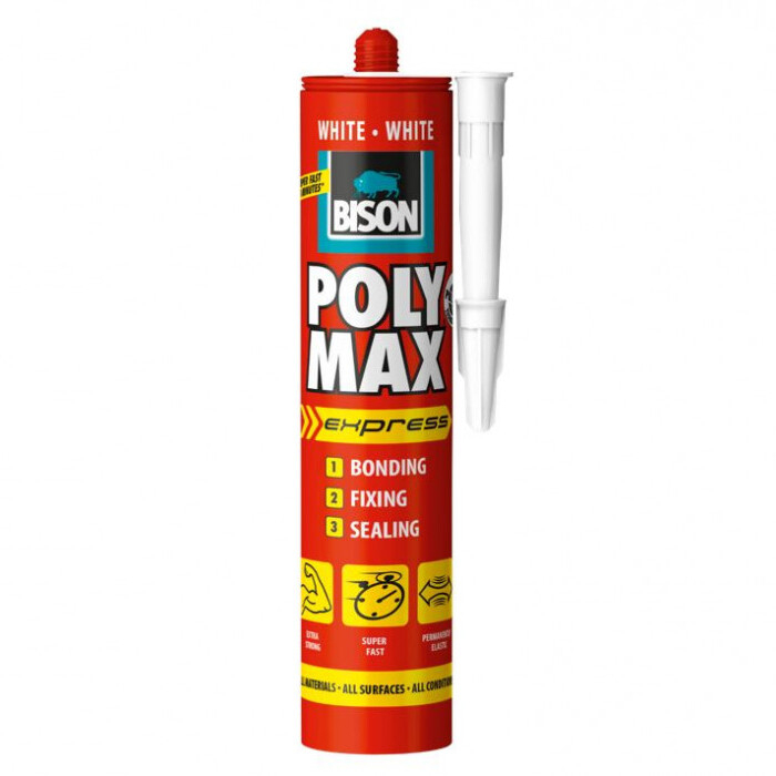 Tätningsmedel för inomhus och utomhus arbete Bison 1190903 Poly Max; 280 ml; vit