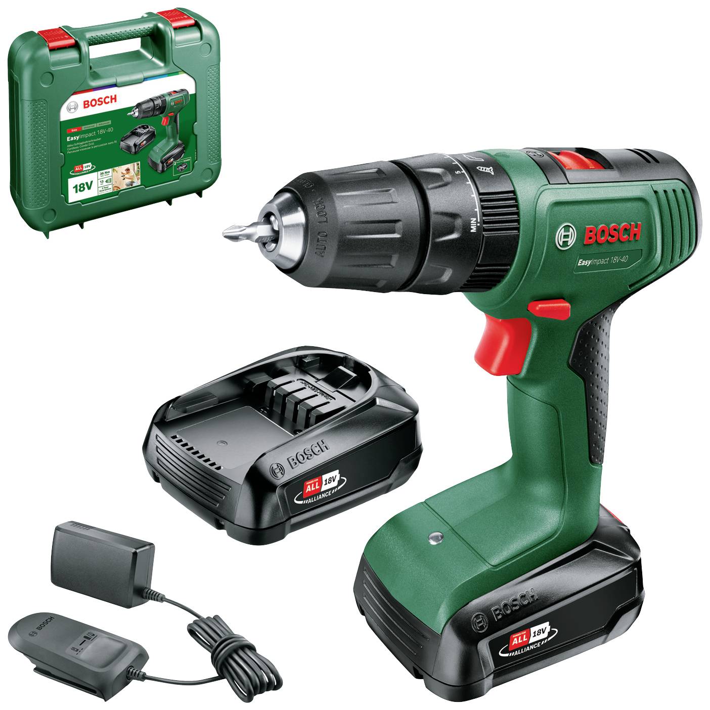 Slagskruvdragare / borr Bosch EasyImpact 18V-40; 18 V; 2x2,0 Ah batt.