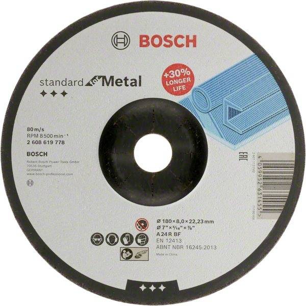 Slipskiva Bosch Standard for Metal 2608619778; 180x22,23 mm