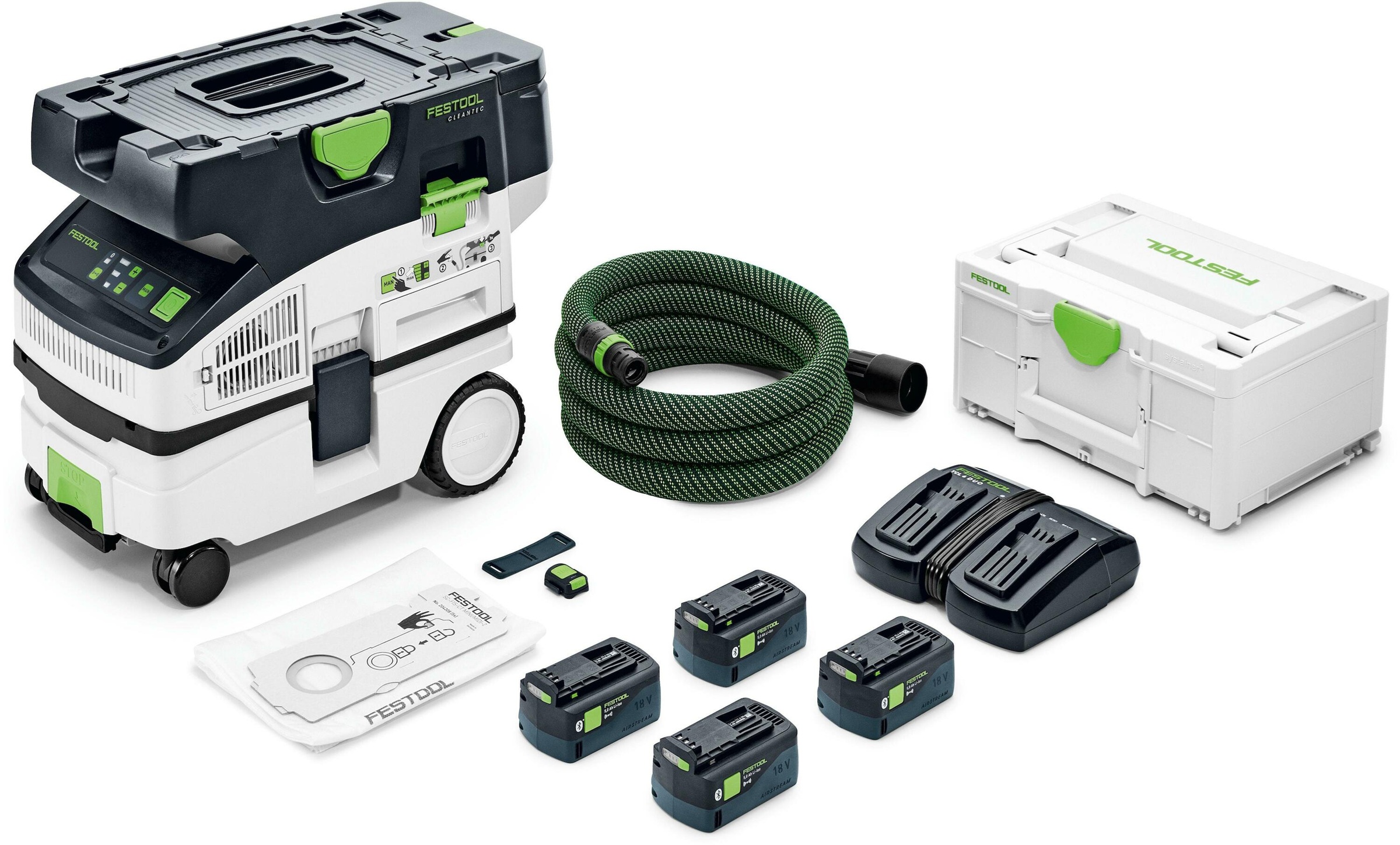 Trådlös dammsugare Festool CLEANTEC CTLC MINI I-Plus; 18 V; 4x5,0 Ah batt.