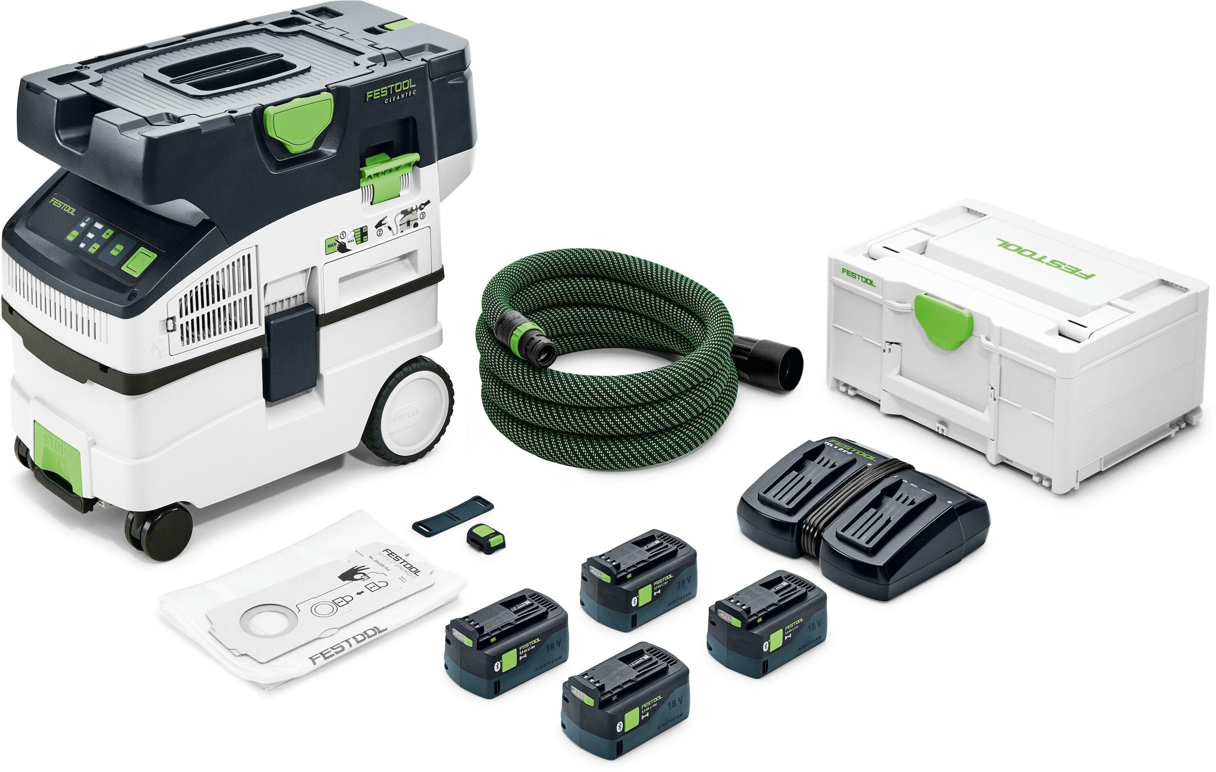 Trådlös dammsugare Festool CLEANTEC CTLC MIDI I-Plus; 18 V; 4x5,0 A batt.