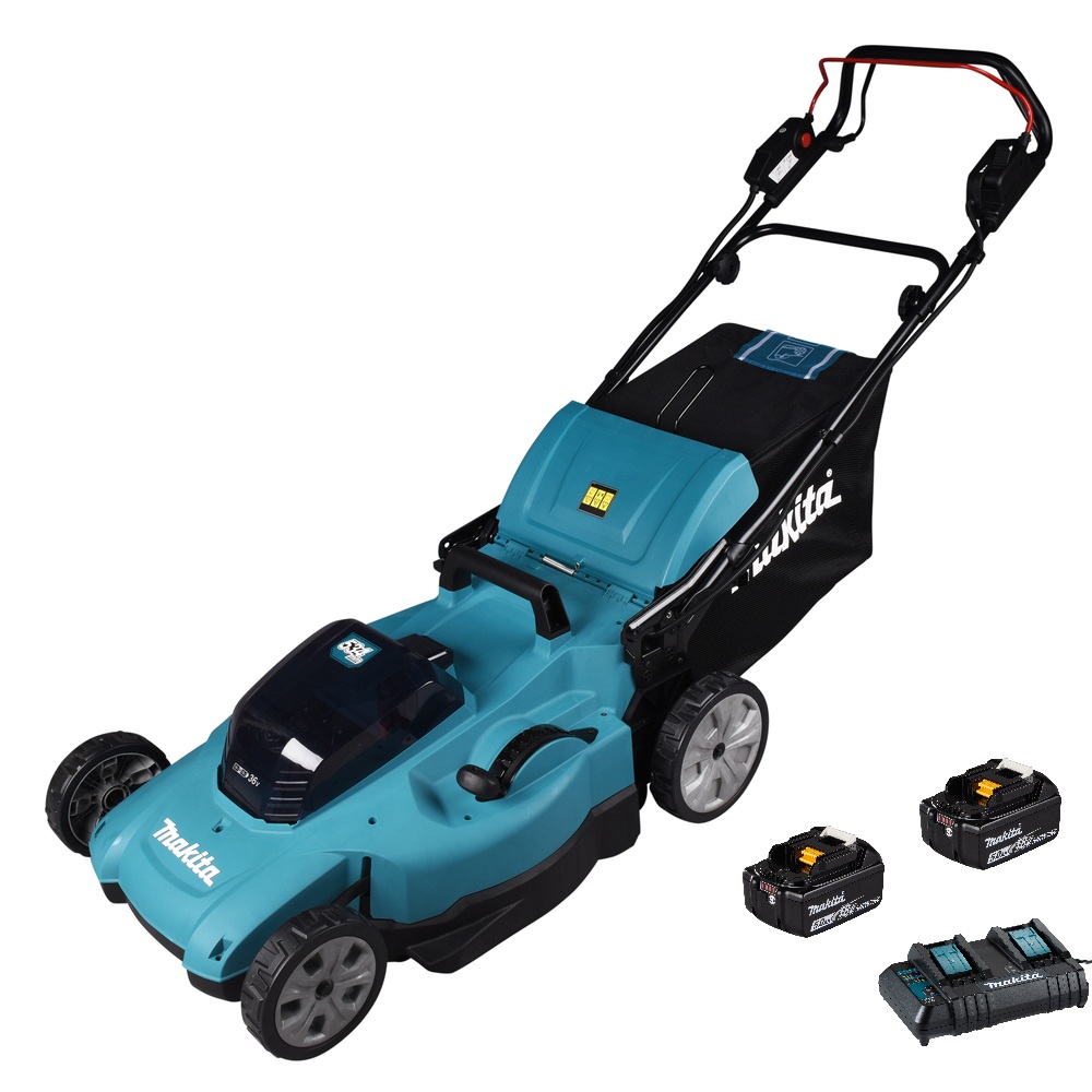 Batteridriven gräsklippare Makita DLM539CT2; 2x18 V; 2x5,0 Ah batt.