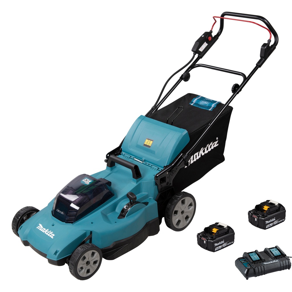 Batteridriven gräsklippare Makita DLM538CT2; 2x18 V; 2x5,0 Ah batt.