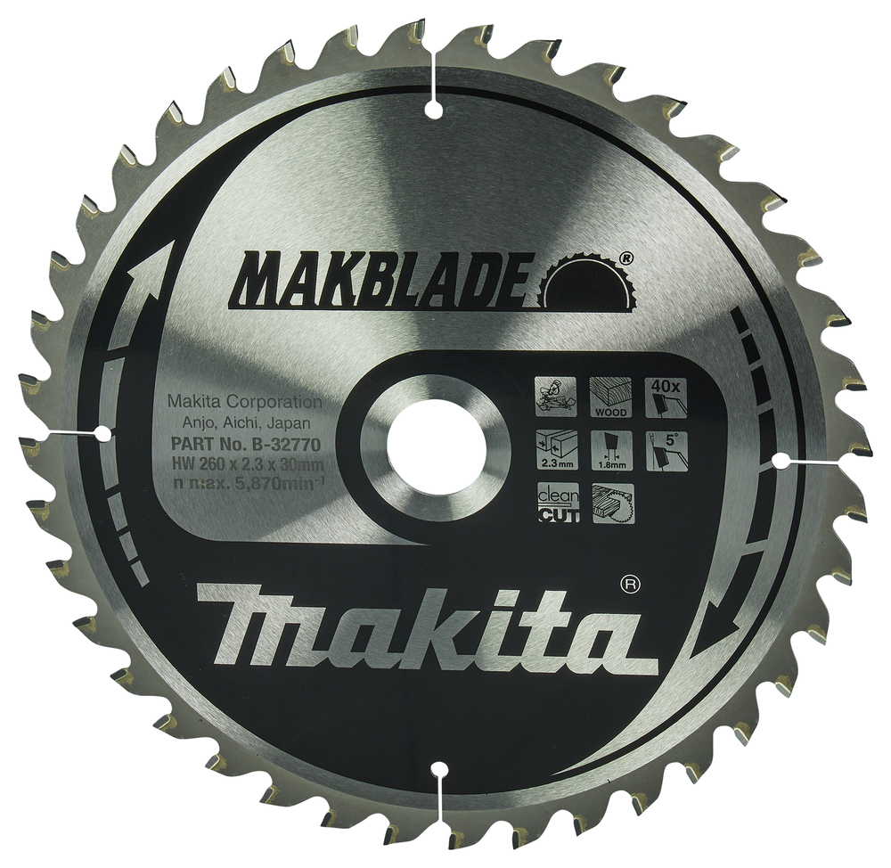 Sågklinga Makita B-32770; 260x30 mm; Z40; 5°