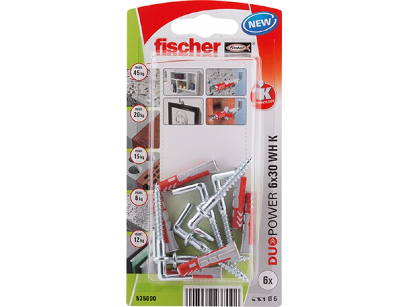Nylonplugg med skruv Fischer WH K NV; 6x30 mm; 6 st.