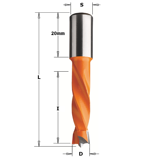 Borr för trä CMT; S=10x20 mm; D=5x57,5 mm