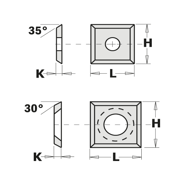 Hyvelkniv CMT 790.140.00L; 14x14x2 mm; HW-HC; 1  st.