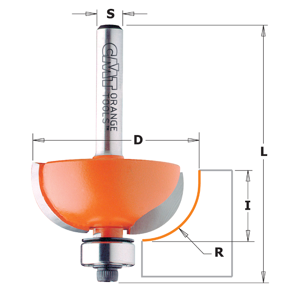Hålkärlsfräs CMT; S=1/2''; D=50,8 mm; med kullager
