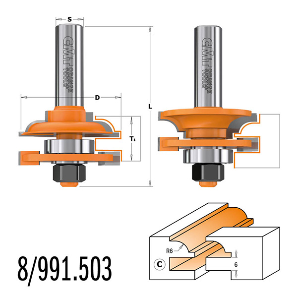 Frässkärare CMT 991.503.11; S=12 mm; D=44,4 mm