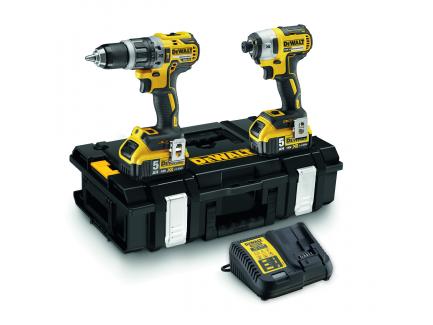 Verktygspaket DeWalt DCK266P2 (DCD796 + DCF887); 18 V; 2x5,0 Ah batt.