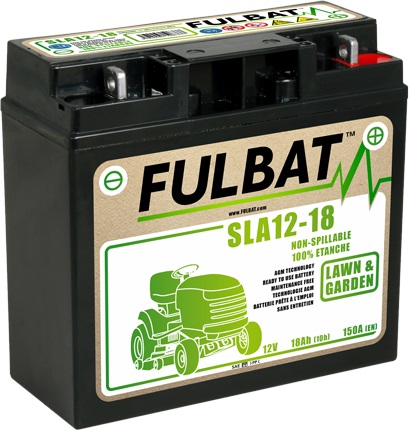 Batteri för åkgräsklippare  Fulbat SLA12-18; 12 V; 18 Ah med gel lämplig för Stiga, Alpina, Castlegarden
