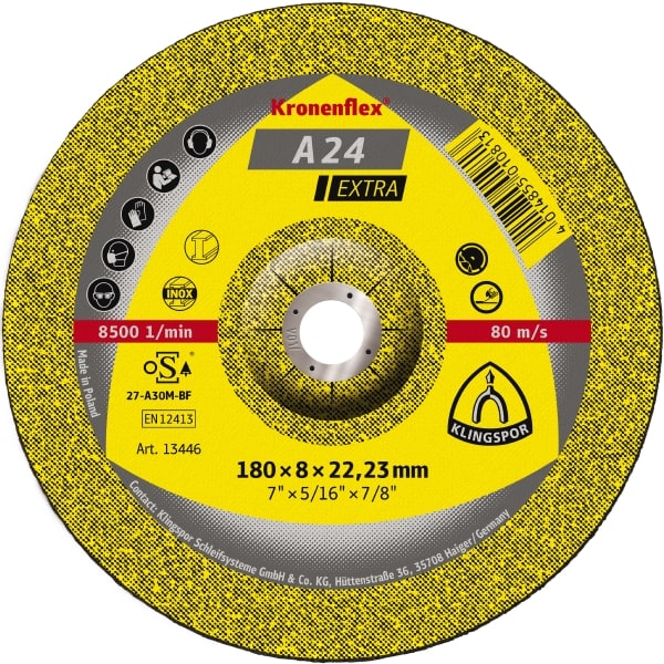 Slipskiva Klingspor A 24 Extra; 115x6x22,23 mm; 10 st.