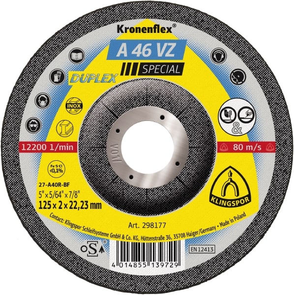 Slipskiva Klingspor A 46 VZ Special; 115x2x22,23 mm; 25 st.