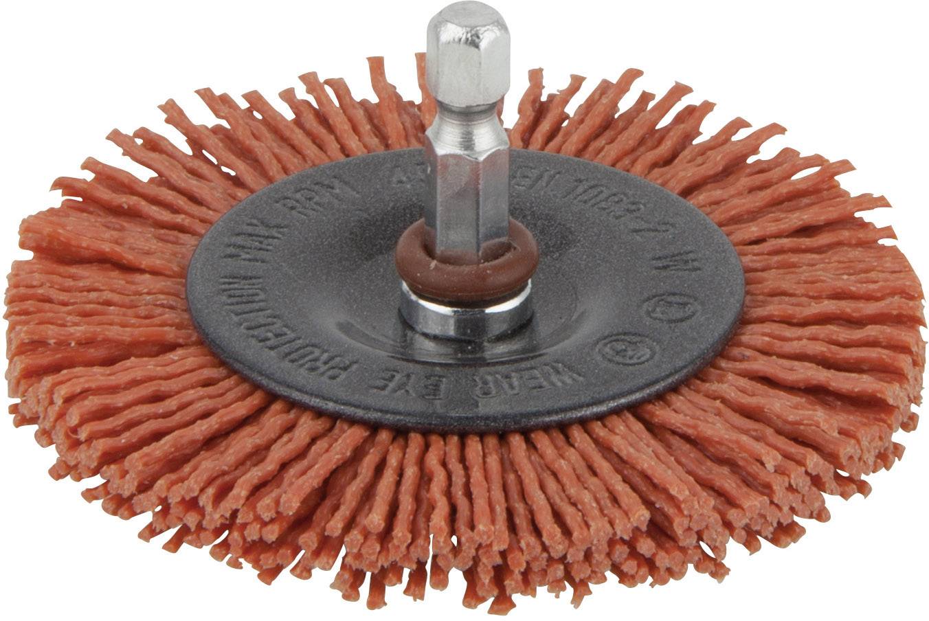 Skivborste – nylontråd Wolfcraft; 75x10 mm; HEX 1/4'' grov