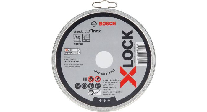 Kapskiva Bosch X-LOCK Standard for Inox; 125x1x22,23 mm; 10 st.