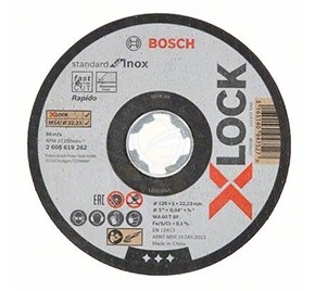 Kapskiva Bosch X-LOCK Standard for Inox; 125×1×22,23 mm; 1 st.