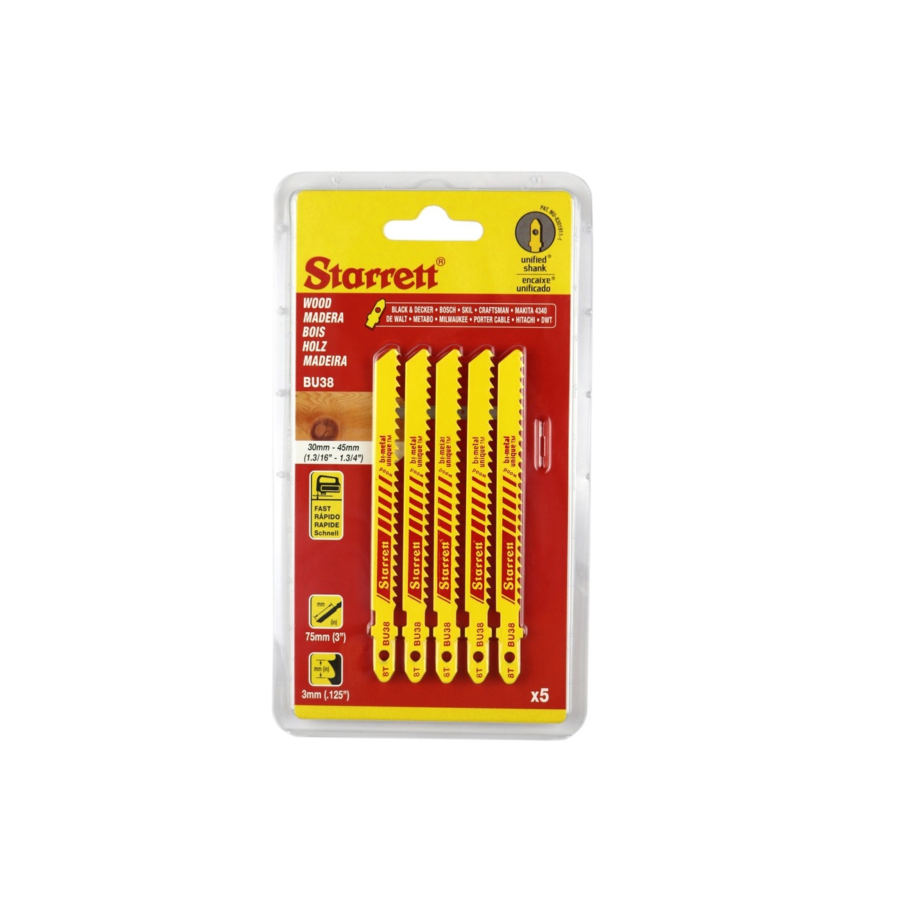 Sticksågsblad Starrett BU38; 5 st.