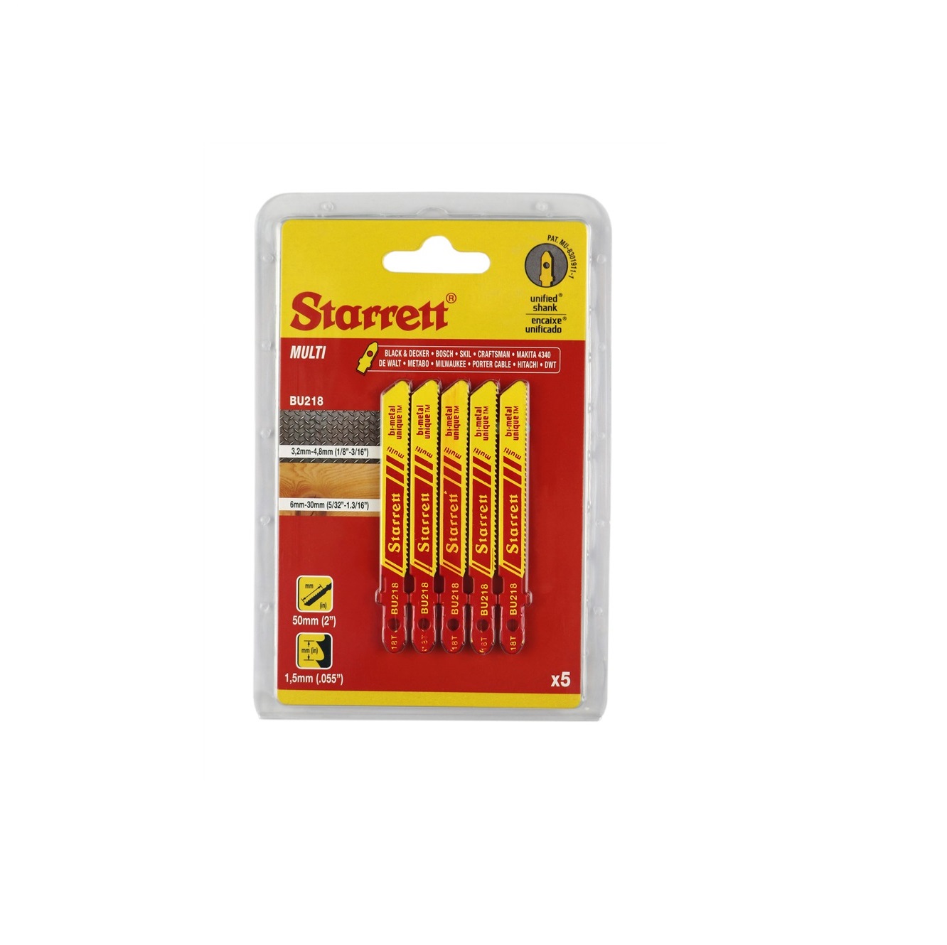 Sticksågsblad Starrett BU218; 5 st.