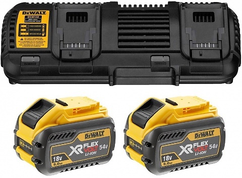 Tillbehörsset DeWalt FlexVolt; 18 V; 2x9,0 Ah batt. + laddare DCB132