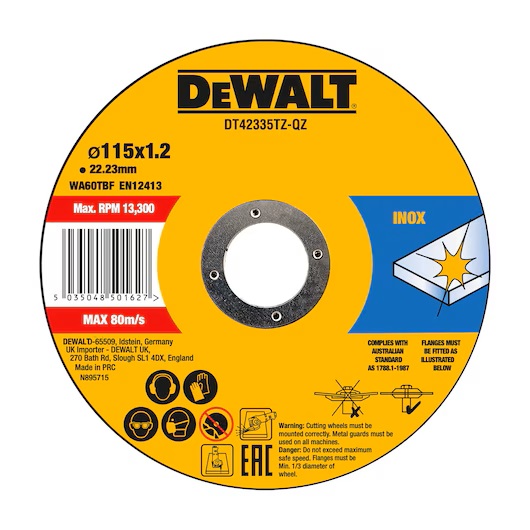 Kapskiva DeWalt DT42335TZ; 115x1,2 mm; 10 st.
