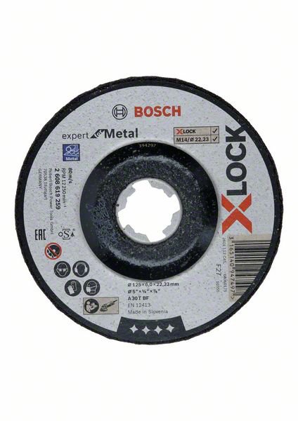 Slipskiva Bosch Expert for Metal X-LOCK; Ø125x6,0 mm