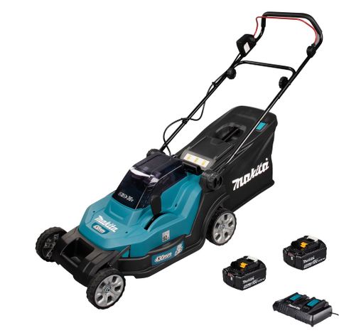 Batteridriven gräsklippare Makita DLM432PT2; 2x18 V; 2x5,0 Ah batt.