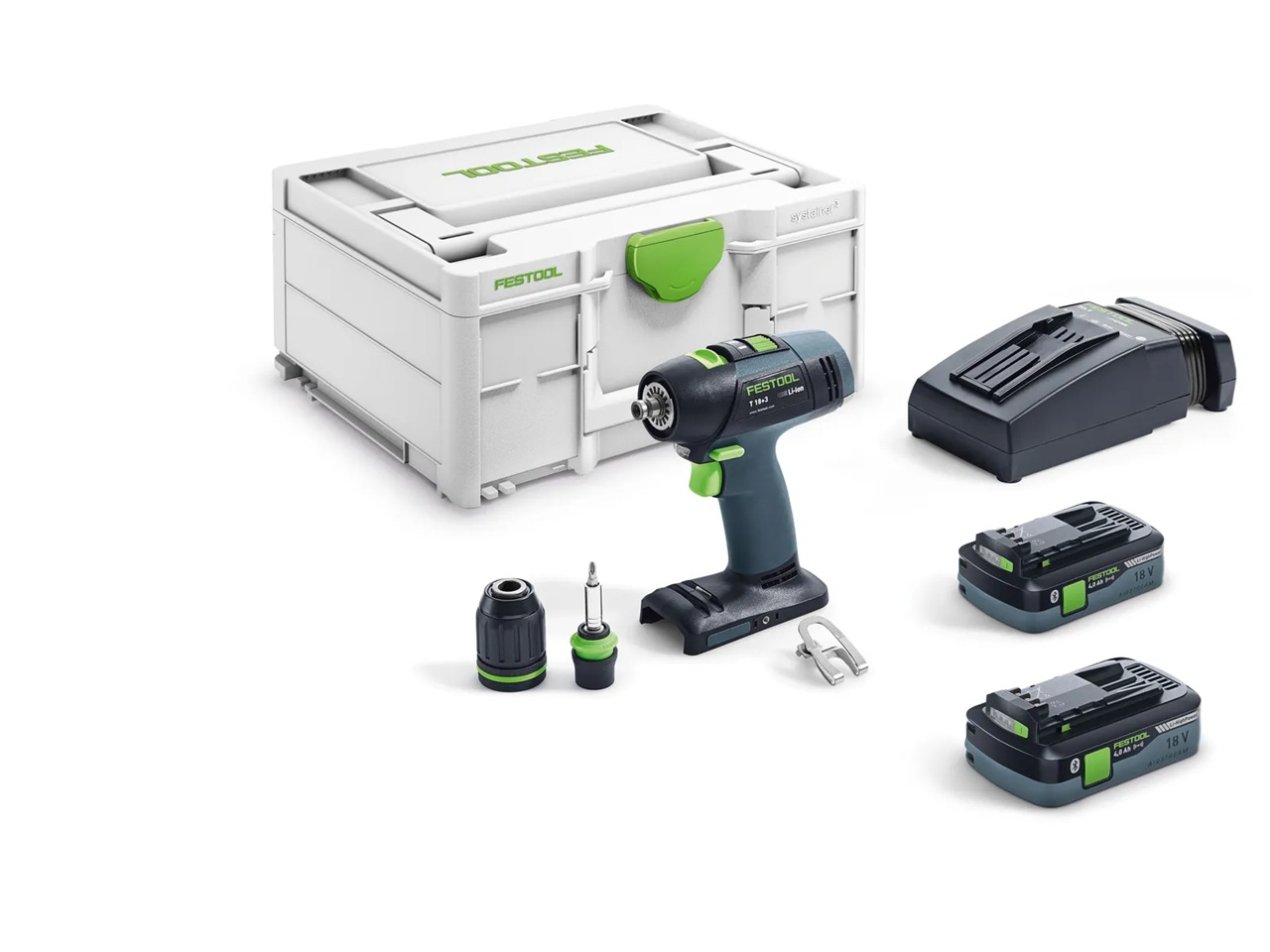 Skruvdragare/borr Festool T 18+3 HPC 4,0 I-Plus; 18 V; 2x4,0 Ah batt.