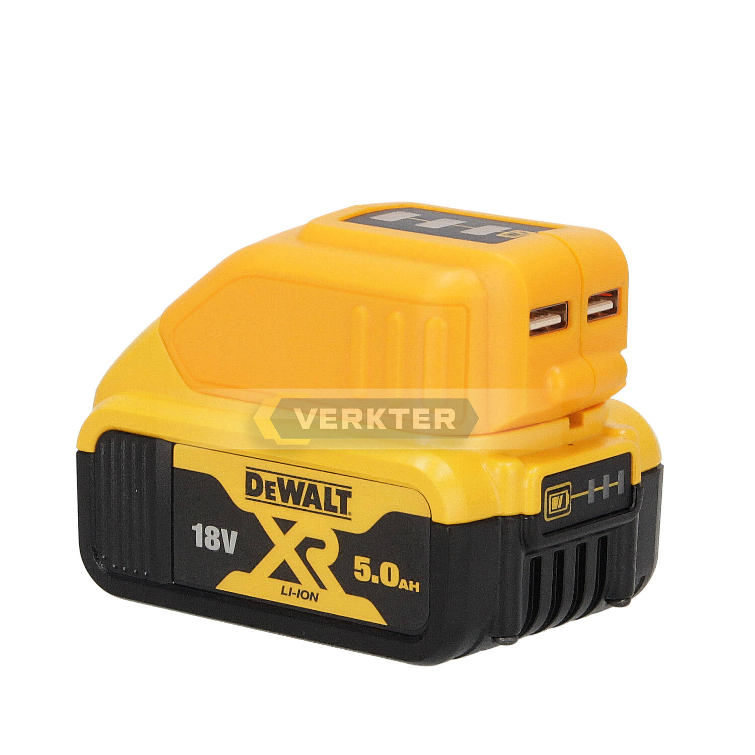 Batteriadapter Ahlio lämplig för DeWalt 12-18V -> USB (x2) För laddning av telefonbatterier