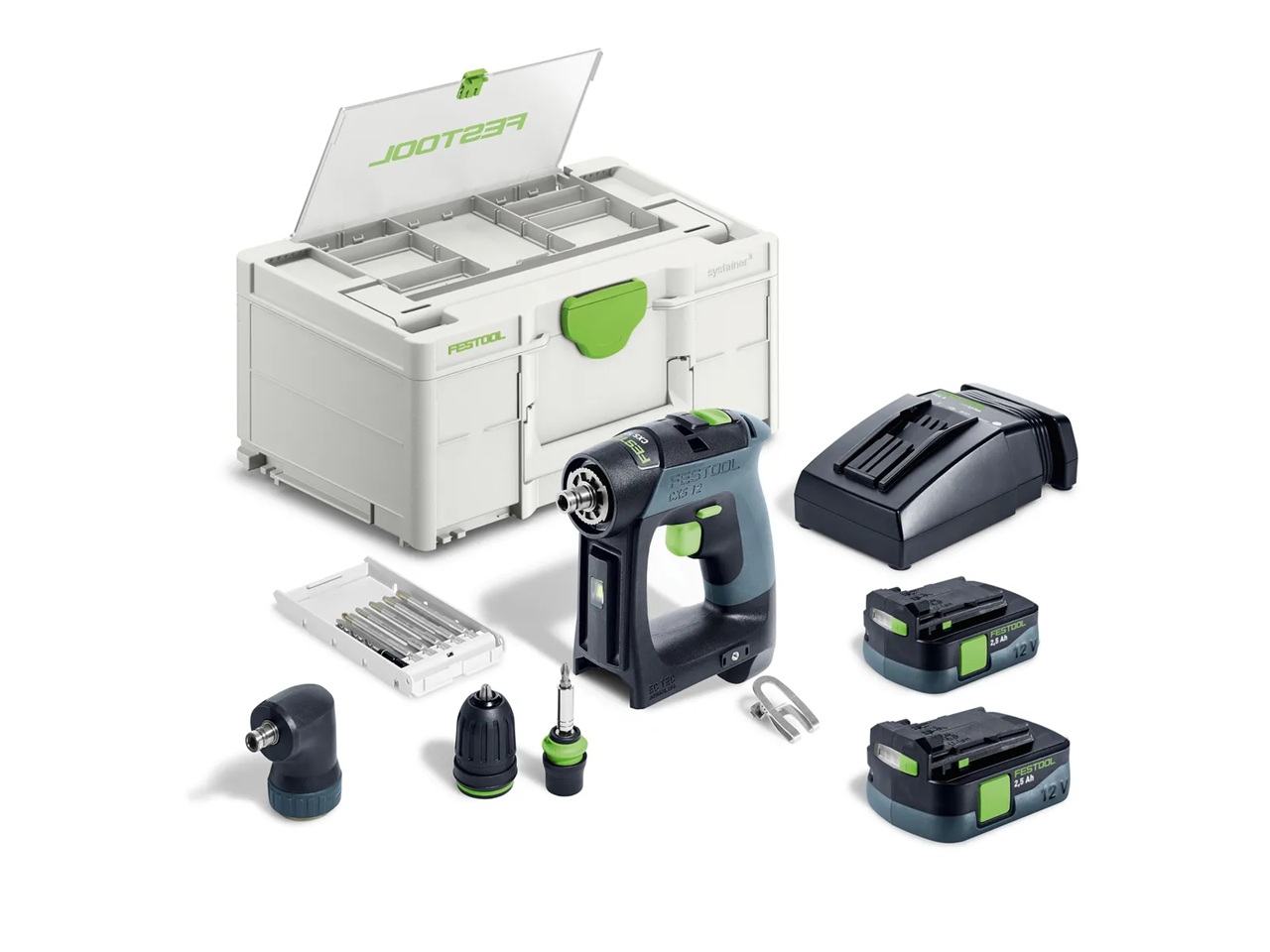 Skruvdragare/borr Festool CXS 12 2,5-Set 10,8 V; 2x2,5 Ah batt.