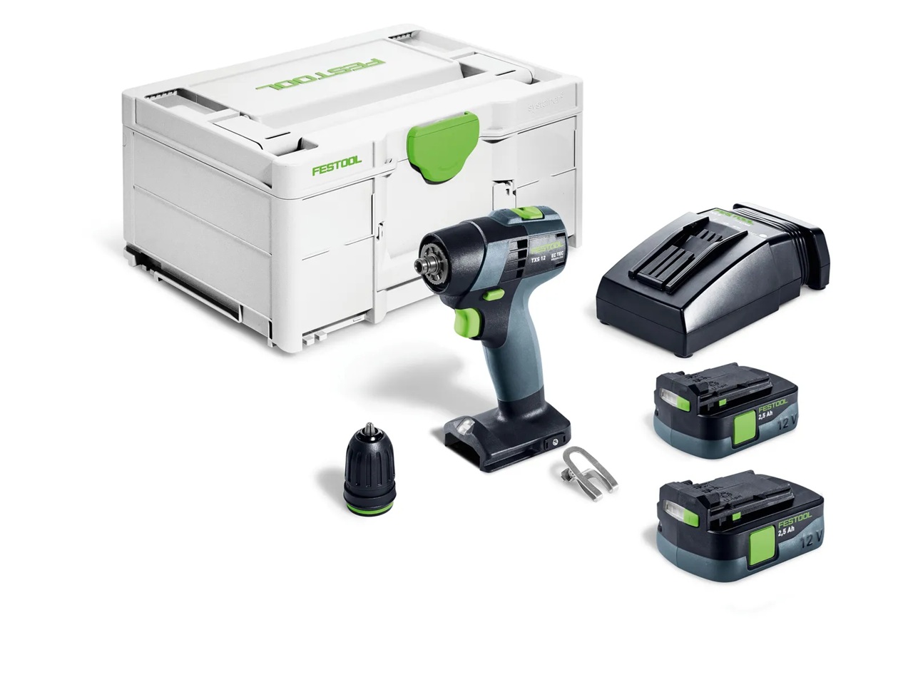 Skruvdragare/borr Festool TXS 12 2,5-Plus 10,8 V; 2x2,5 Ah batt.