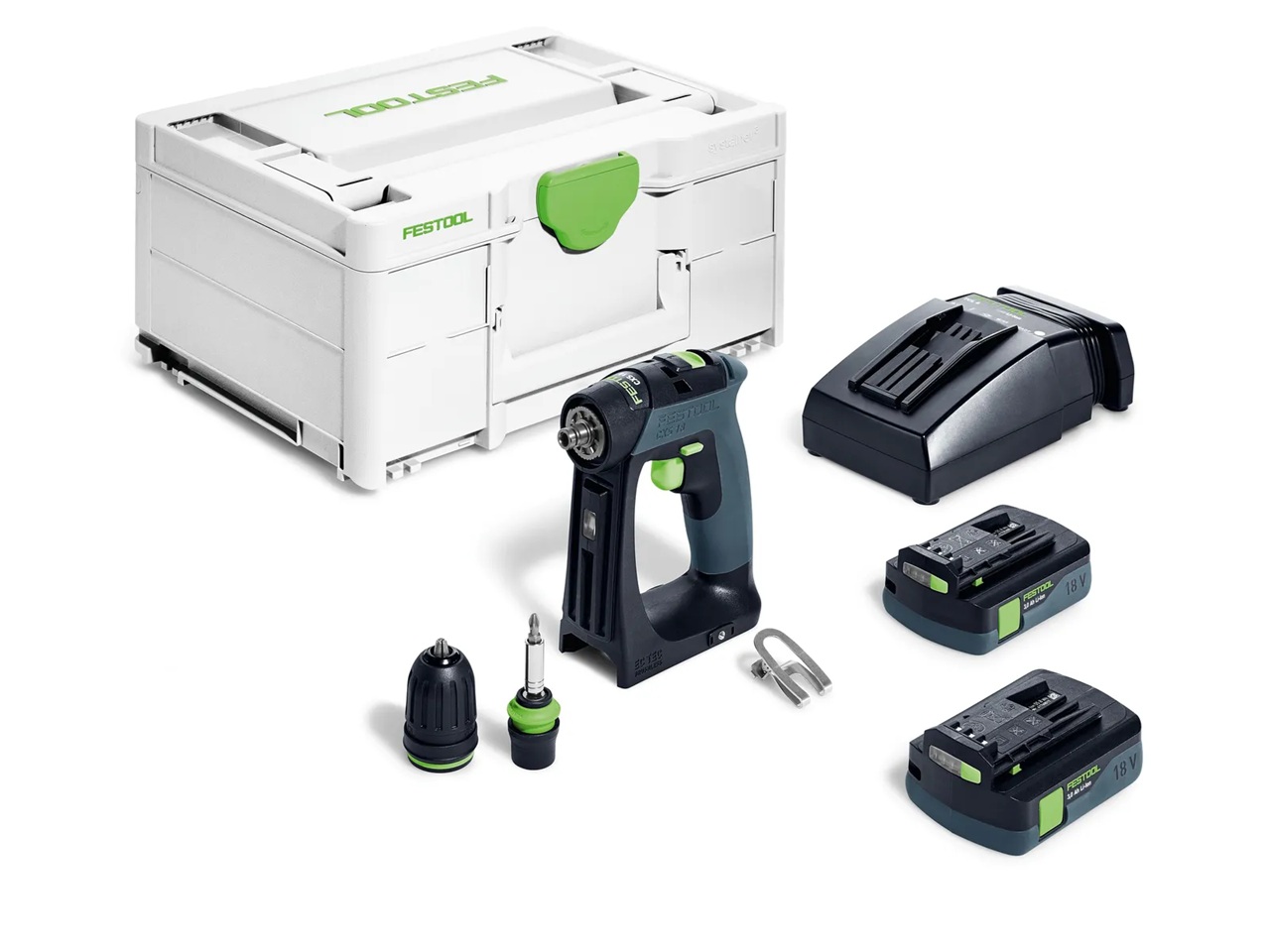 Skruvdragare/borr Festool CXS 18 C 3,0-Plus 18 V; 2x3,0 Ah batt.