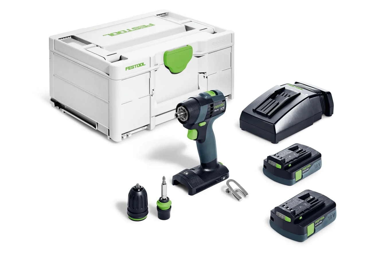 Skruvdragare/borr Festool TXS 18 C 3,0-Plus 18 V; 2x3,0 Ah batt.