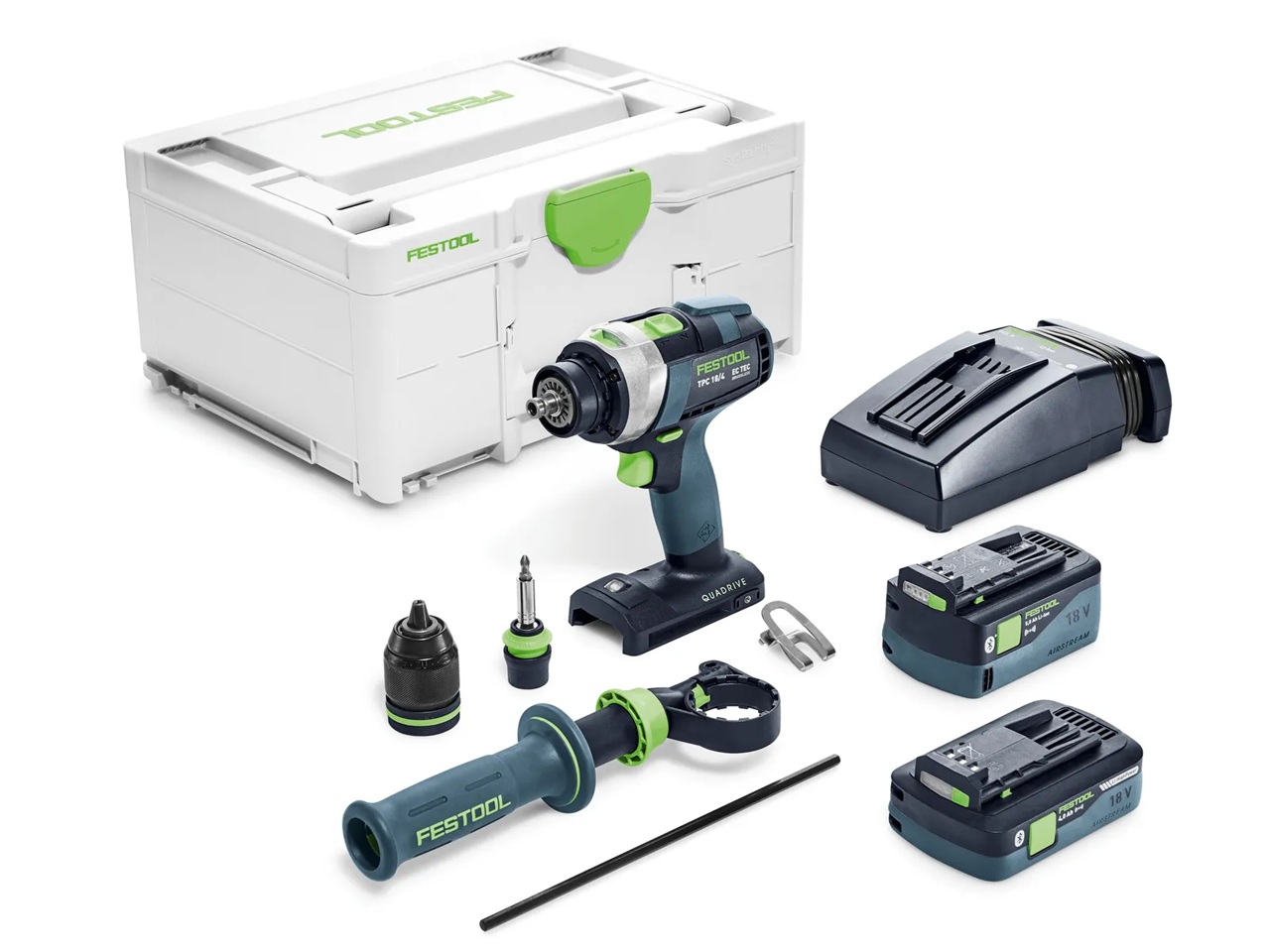Slagskruvdragare / borr Festool QUADRIVE TPC 18/4 5,0/4,0 I-Plus;  18 V; 5,0 Ah + 4,0 Ah batt.