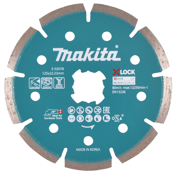 Segmenterad sågskiva för torr- och våtkapning Makita X-Lock; 125 mm