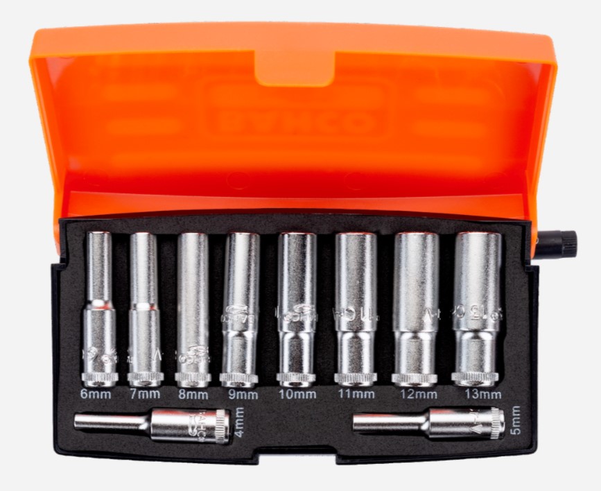 Hylsnyckelsats Bahco S0810L; 4-13 mm; 1/4''; 10 st.