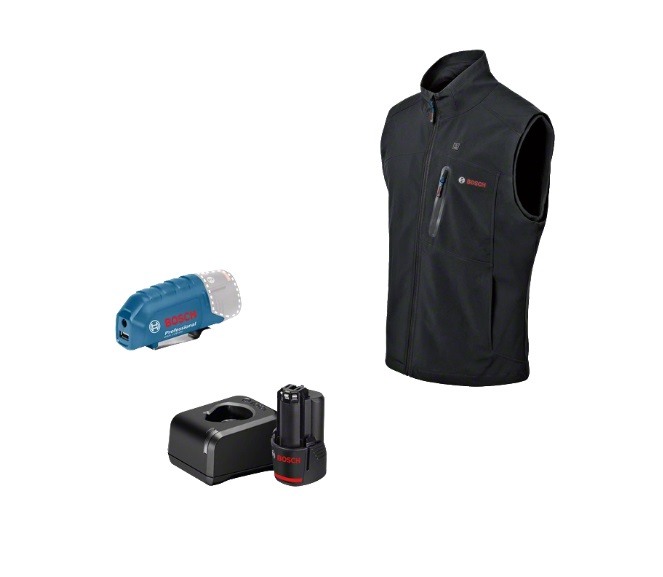Värmeväst Bosch GHV 12; L; 12 V; 1x2,0 Ah + usb adapter GAA 12V-21