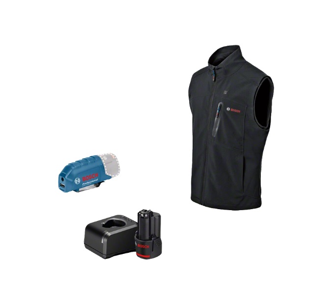 Värmeväst Bosch GHV 12; M; 12 V; 1x2,0 Ah + usb adapter GAA 12V-21