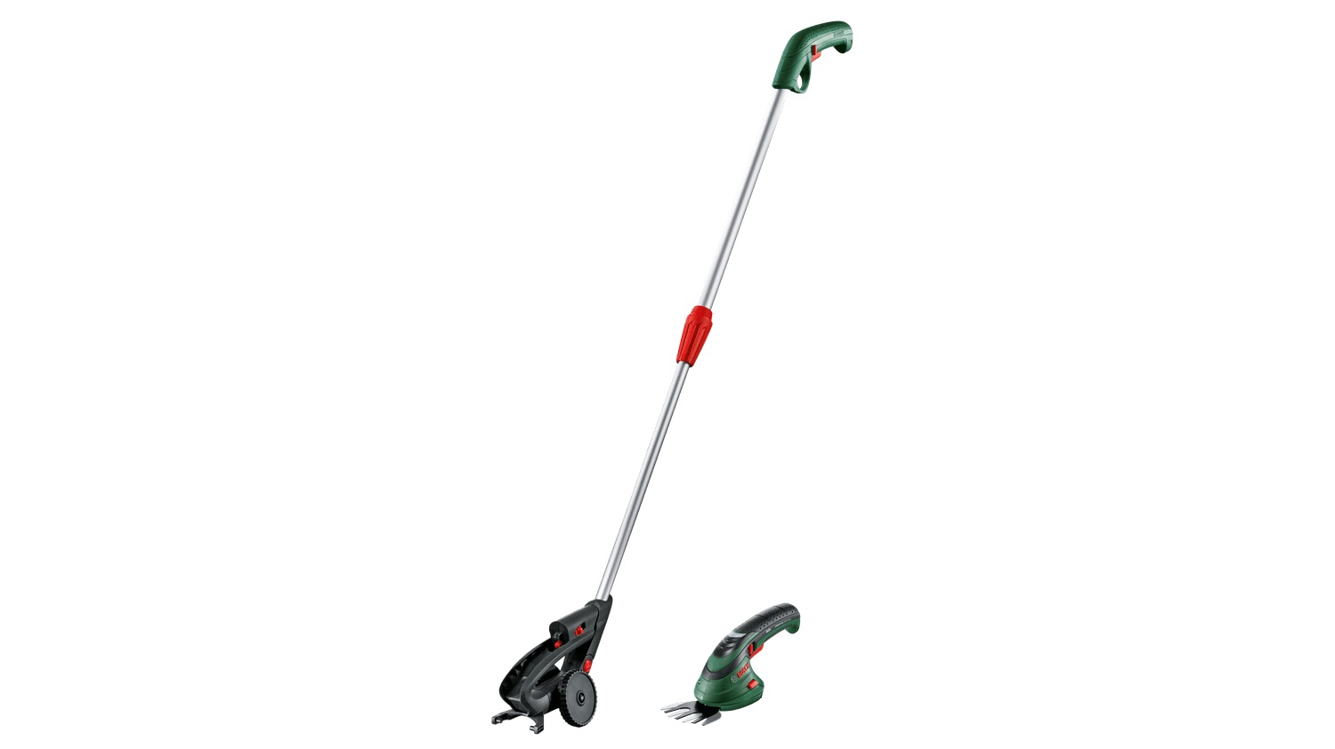 Grässax Bosch Isio 0600833109; 3,6 V; 1,5 Ah + Teleskopstång