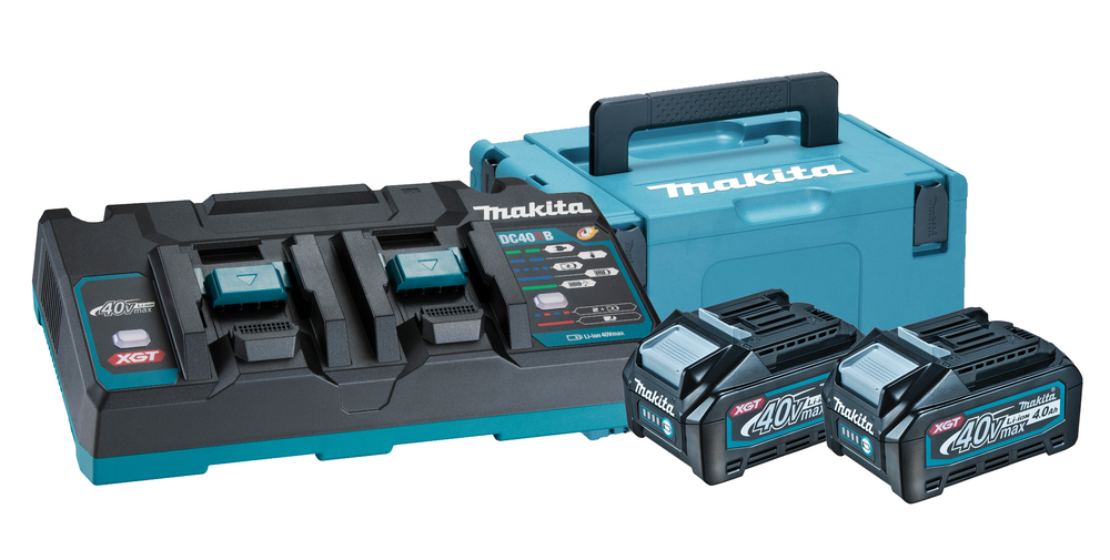 Tillbehörsset Makita 191U00-8 (BL4040+DC40RB+MAKPAC); 40 V; 2x4,0 Ah batt.
