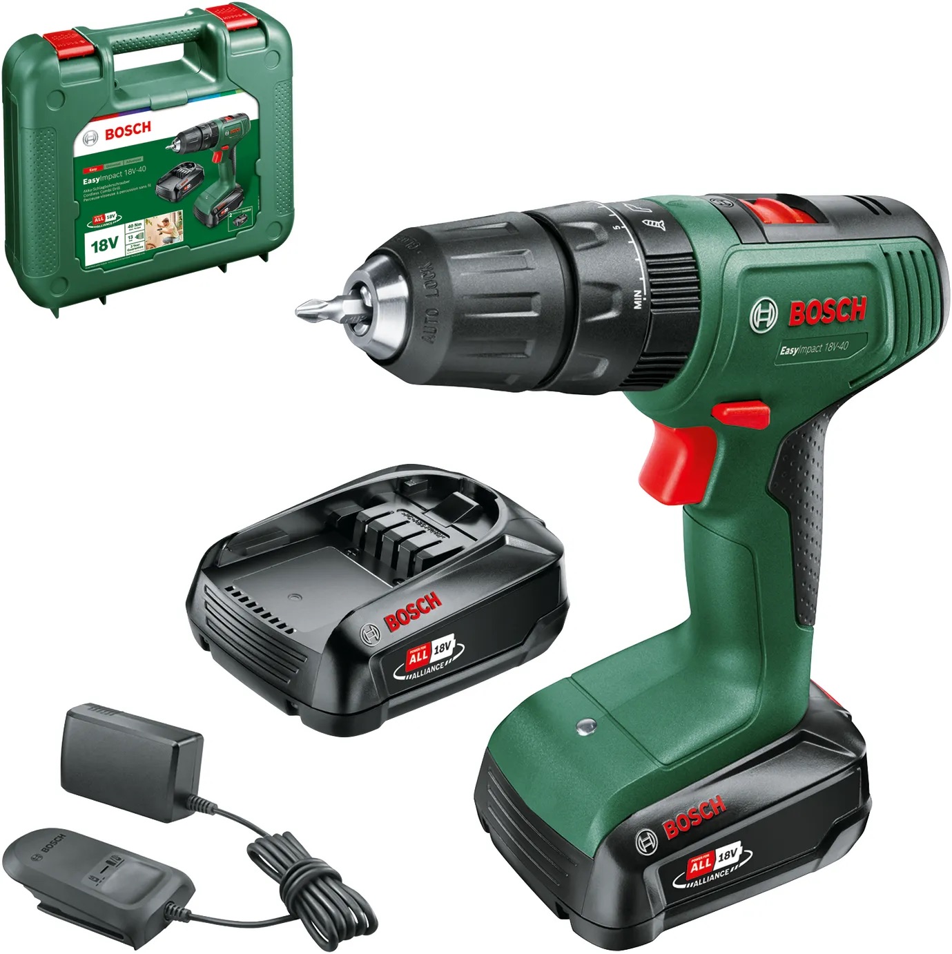 Slagborr Bosch EasyImpact 18V-40; 18 V; 2x1,5 Ah batt.