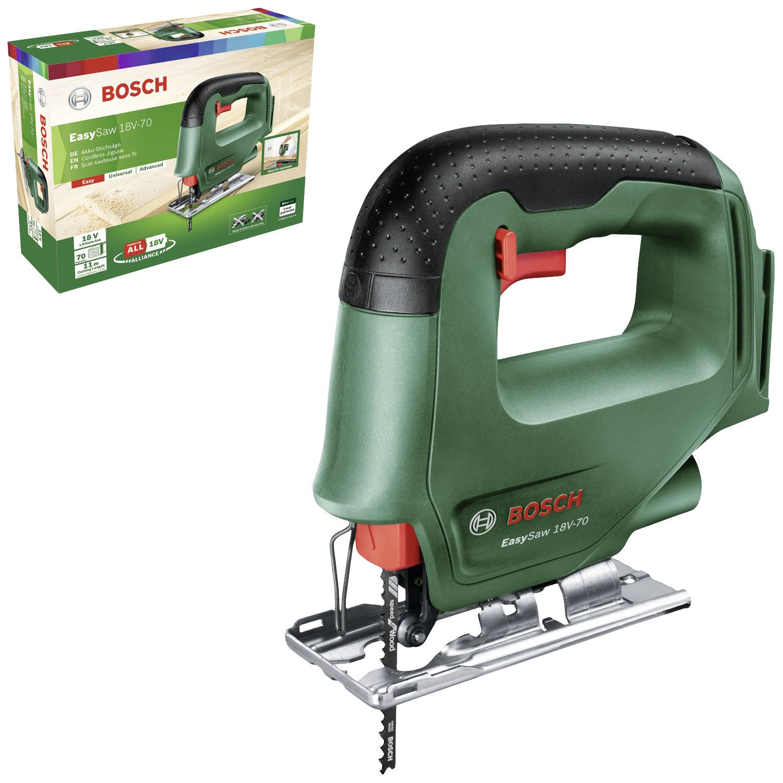 Batteridriven sticksåg Bosch EasySaw 18 solo; 18 V (utan batteri och laddare)