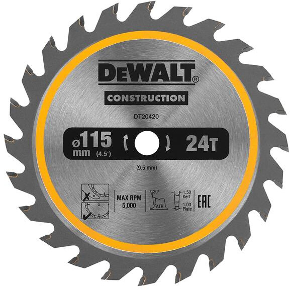 Sågklinga för trä DeWalt DT20420-QZ; 115 mm; Z24
