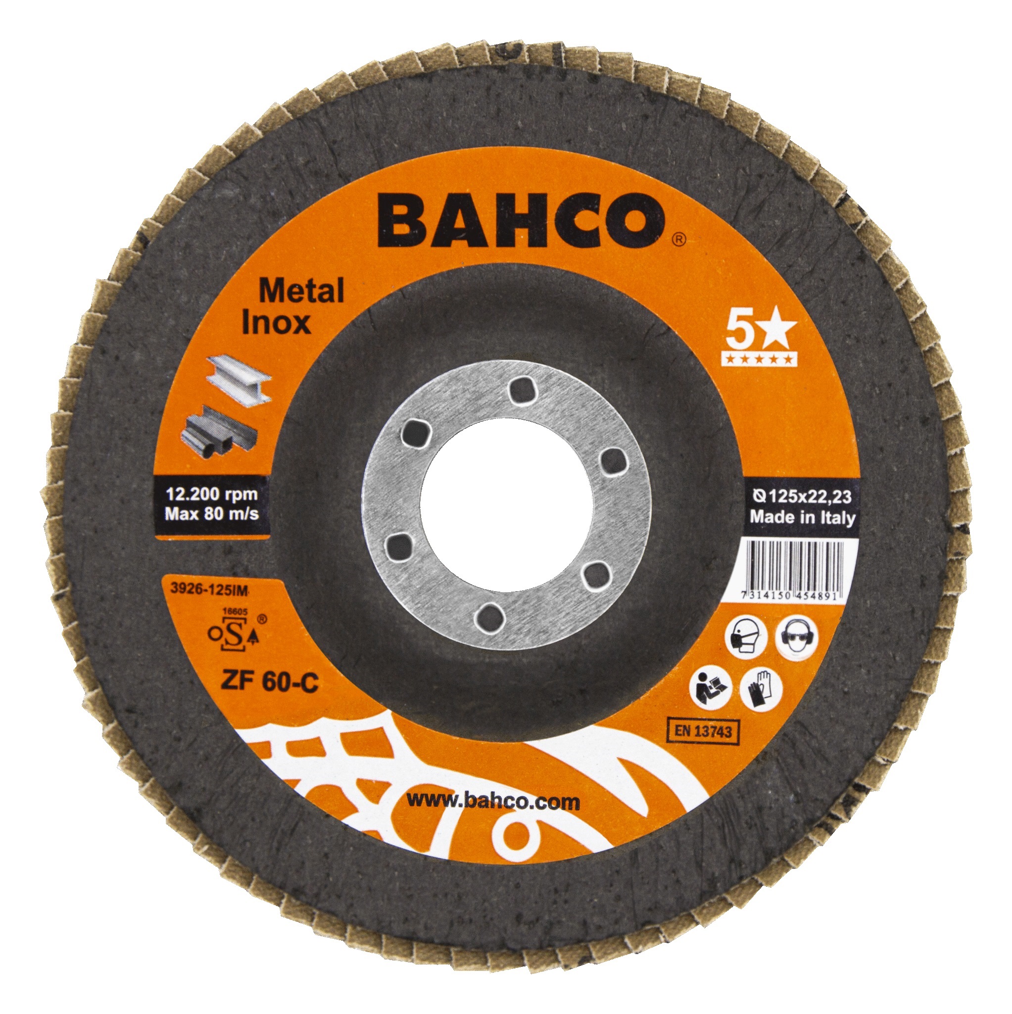 Lamellrondeller Bahco Inox&Metal; 125 mm; C80