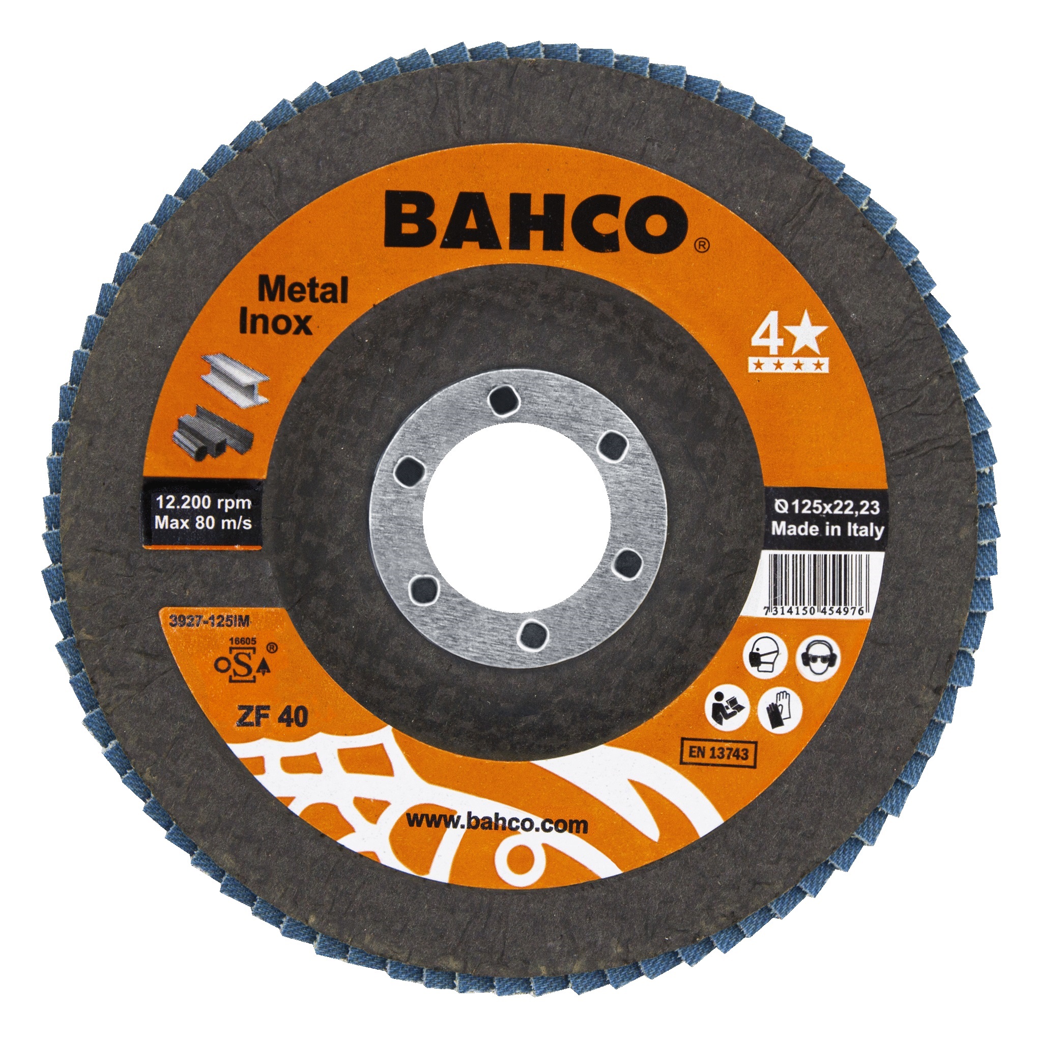 Lamellrondeller Bahco Inox&Metal; 125 mm; P60