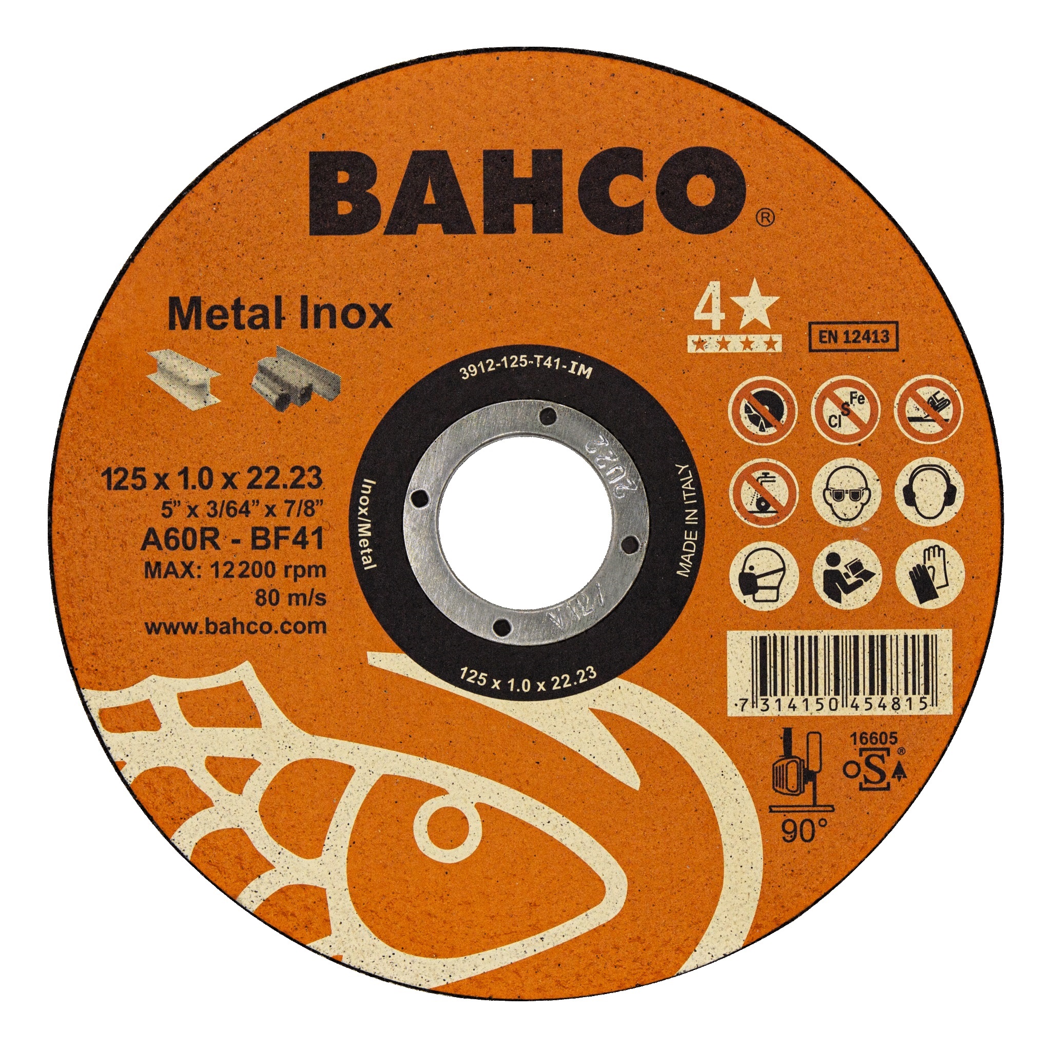 Kapskiva Bahco Metal Inox; 125x1 mm