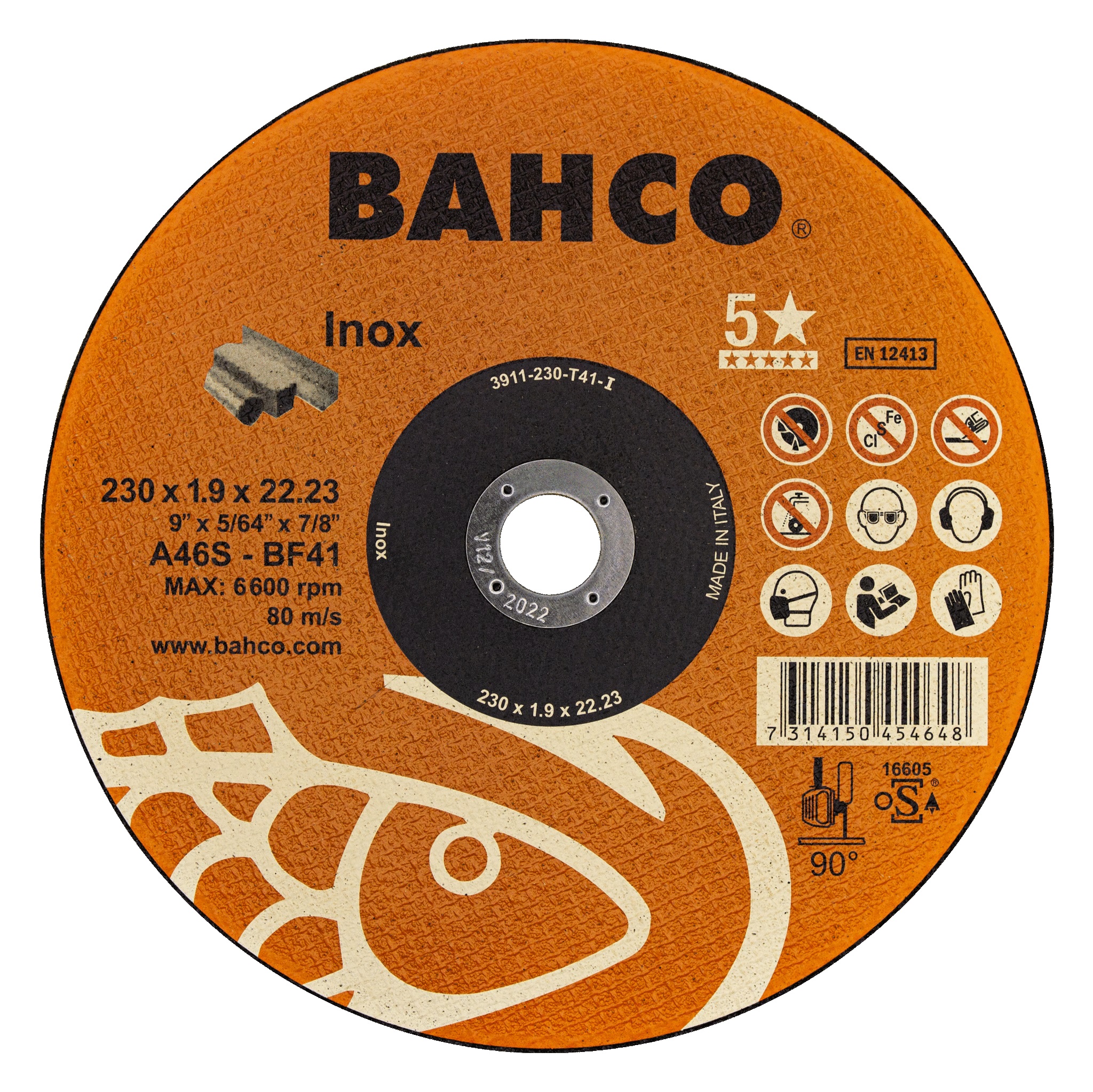 Kapskiva Bahco Inox; 230x1,9 mm