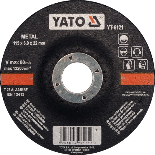 Slipskiva Yato YT-6121; 115x6,0x22 mm