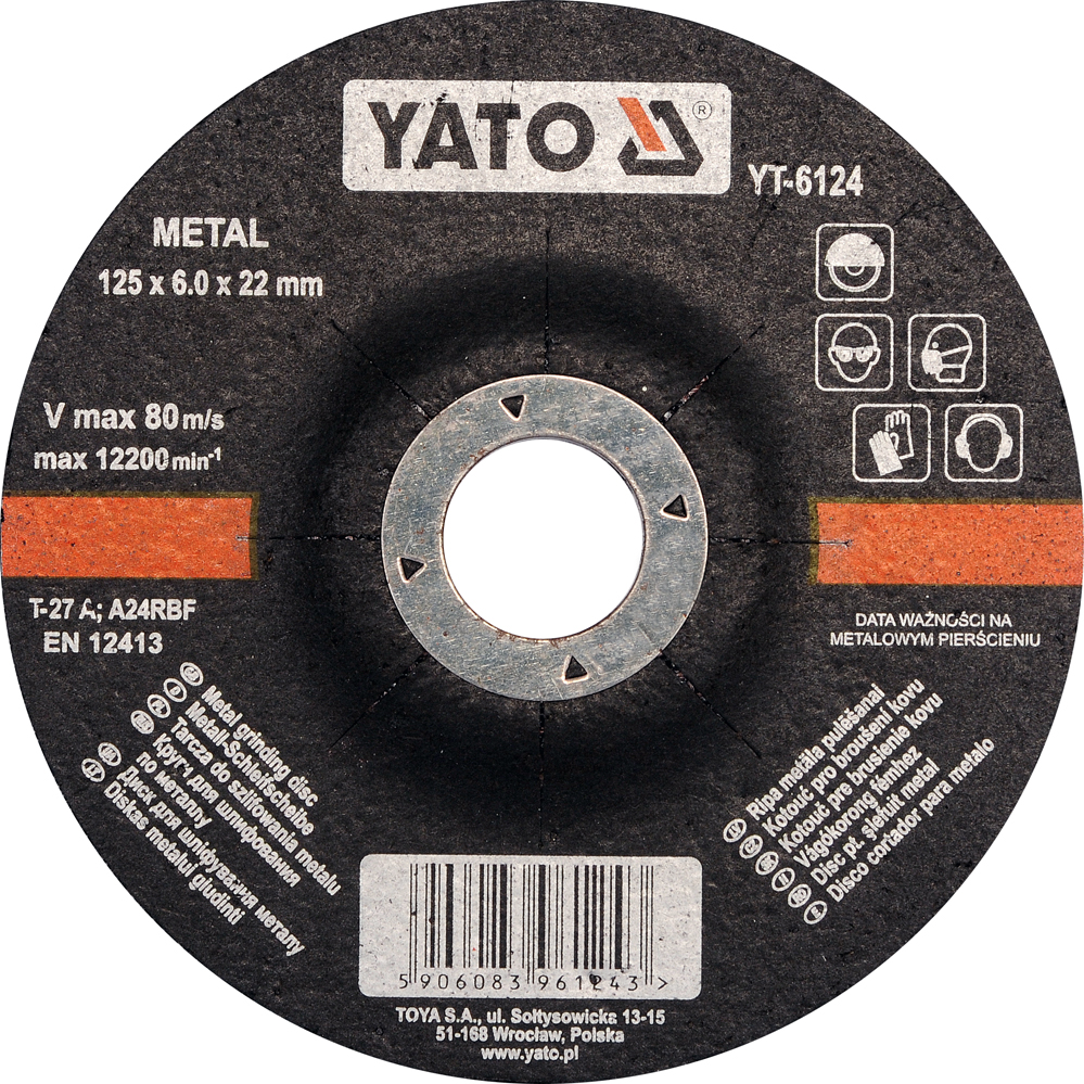 Slipskiva Yato YT-6124; 125x6,0x22 mm