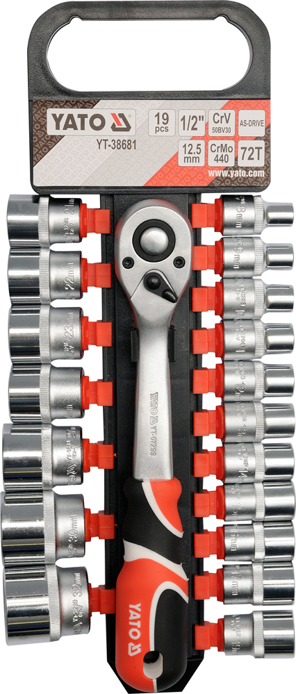 Hylsnyckelsats Yato YT-38681; 1/2''; 19 st.