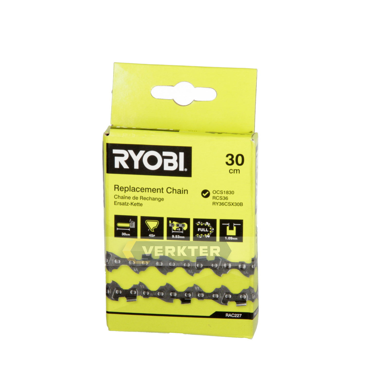 Sågkedja Ryobi RAC227 12''; 30 cm; 3/8''; 45; 1,1 mm